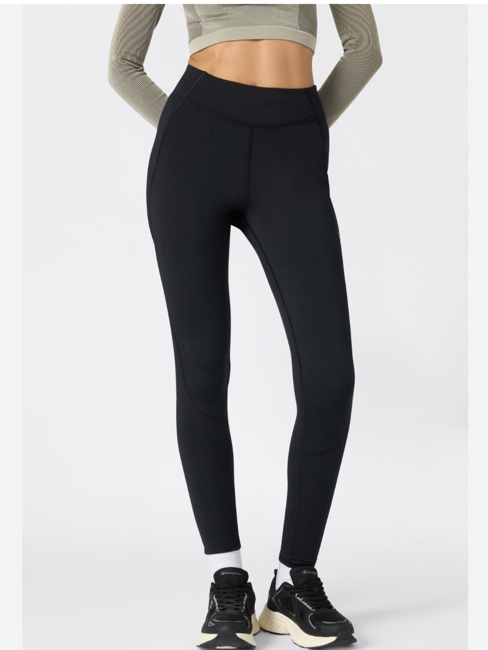 Champion Black Athletic Leggings Size Large 28” Inseam EUC - Picture 1 of 5